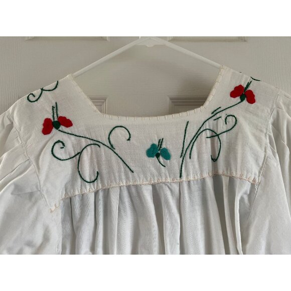 Vintage 1970's Handmade Hand Embroidered Floral Dress Tlaquepaque Mexico Size Sm - Picture 9 of 9